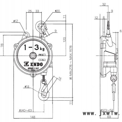 日本ENDO平衡器EW-3遠藤平衡器1-3kg塔式彈簧平衡器電批平衡器
